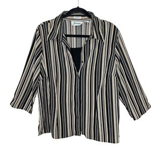 VINTAGE JOANNA 3/4-Sleeve Striped Buttondown, XL